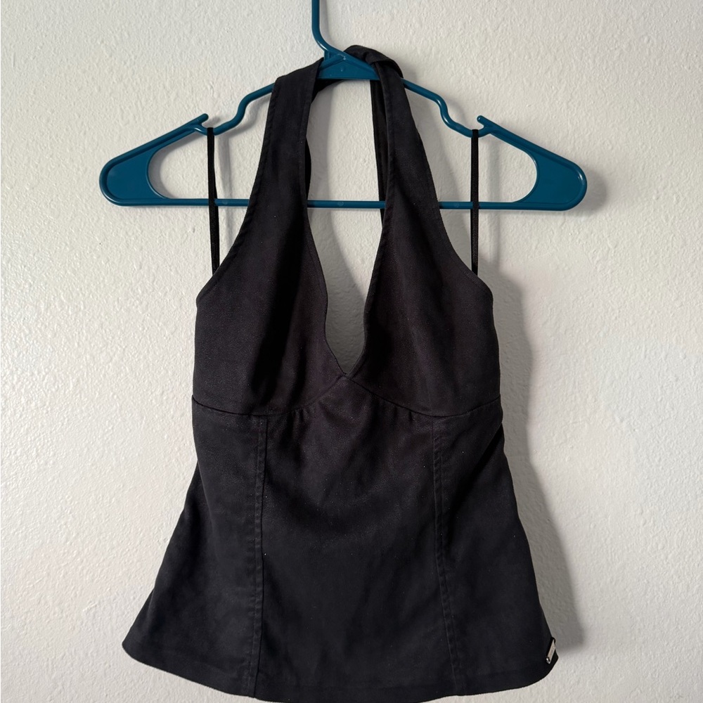 Black Halter Tie Top